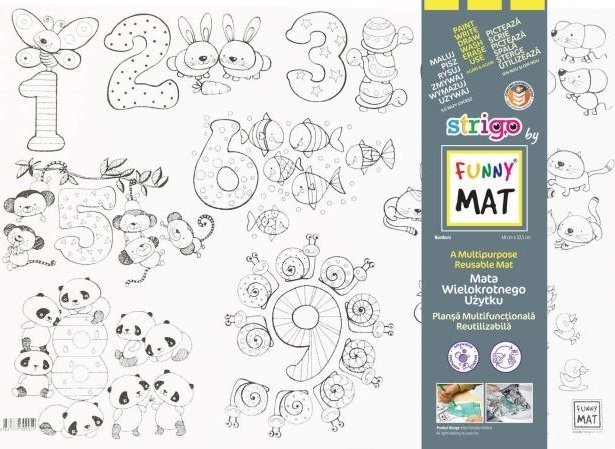 KOLOROWANKA FUNNY MAT WHITE 48x33.5 Liczby + GRATIS kredki