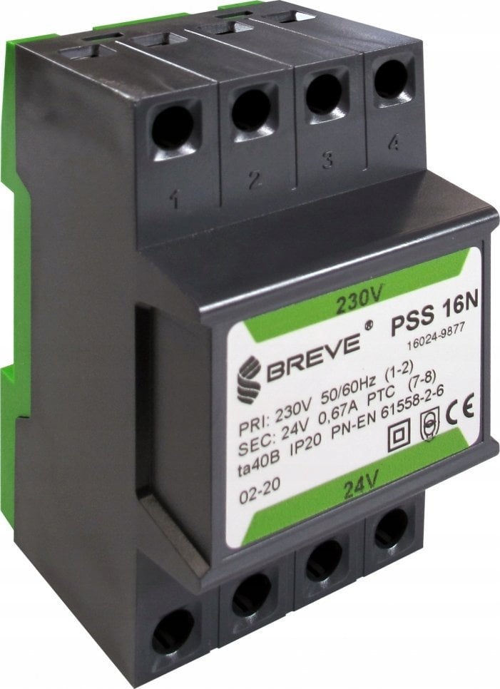 BREVE Transformator 1-fazowy modułowy PSS 16N 16VA 230/12V /na szynę/ 16012-9894