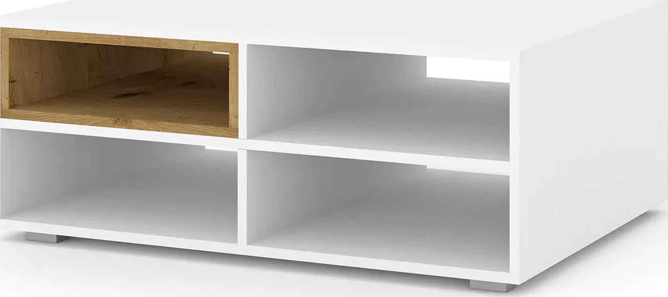 Elior Biały stolik kawowy z półkami - Baden 7X