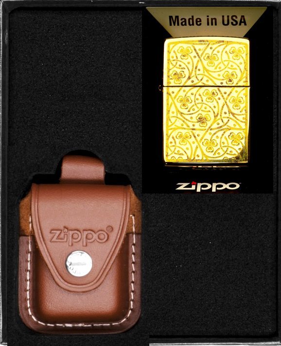 Zestaw ZIPPO Zapalniczka CLOVER LEAVES DESIGN Prezentowy No2