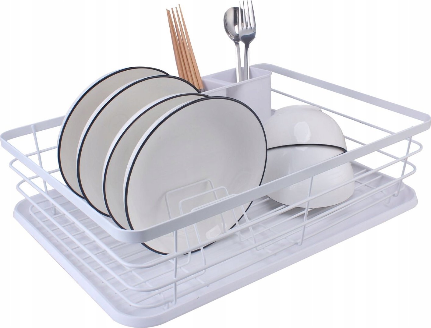 Jednopoziomowa suszarka ociekacz z tacką biała