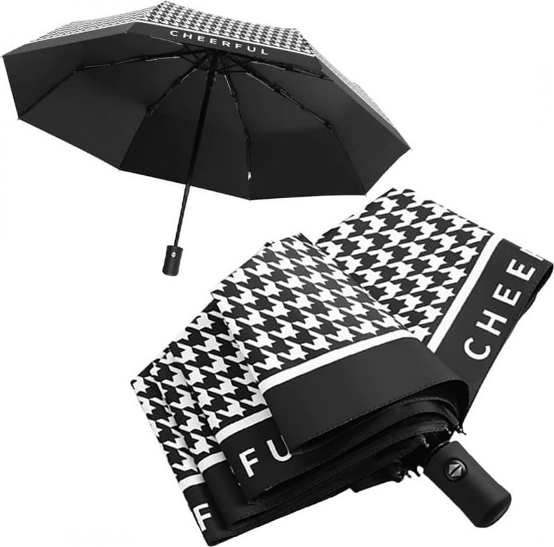 eCarla PARASOL UMBRELLA AUTOMAT PEPITKA CZARNA PAR09WZ1