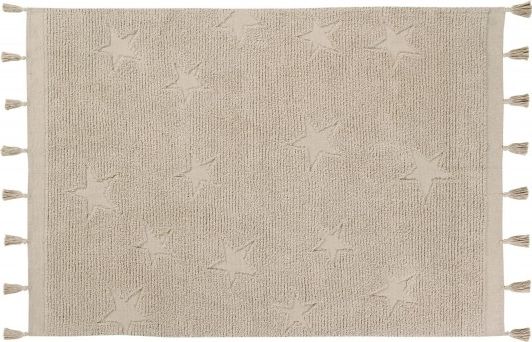 Lorena Canals Dywan dziecięcy HIPPY STARS NATURAL 120x175 beżowy z frędzelkami LORENA CANALS