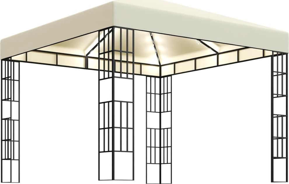 vidaXL Altana ze sznurem lampek, 3x3 m, kremowa