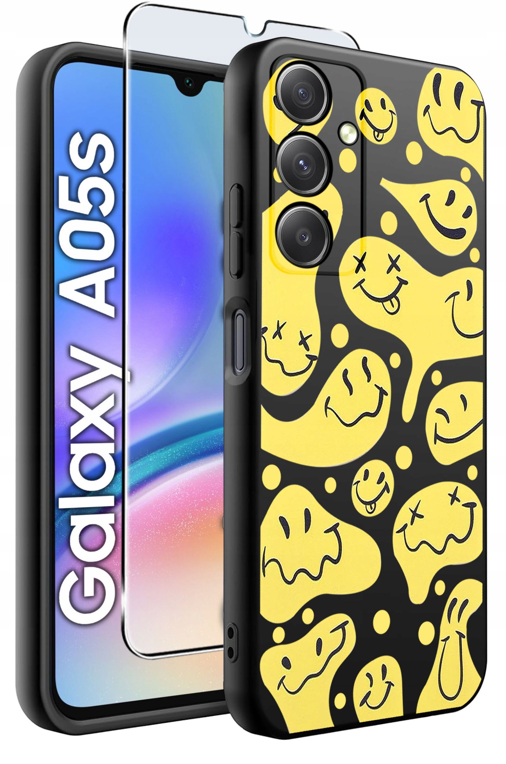 ETUI do Samsung A05s WZORY | SILIKONOWE MATT CASE + SZKŁO 9H