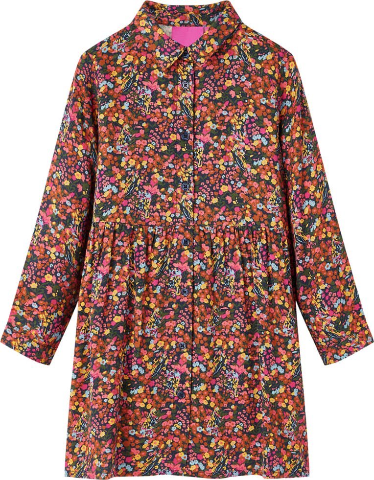 vidaXL Sukienka dziecięca z długimi rękawami, kolorowa, 104