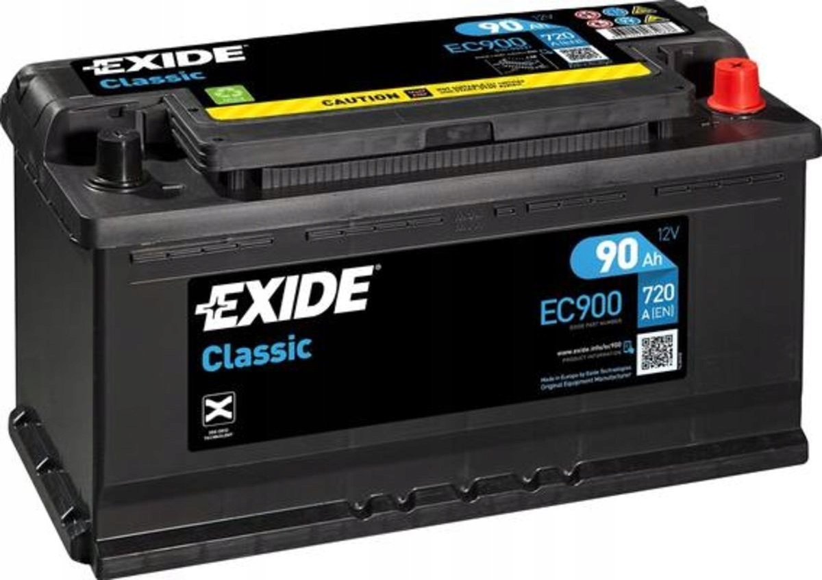 Akumulator EXIDE 12V 90Ah/720A CLASSIC (P+ en) 353x175x190 B13 (rozruchowy)
