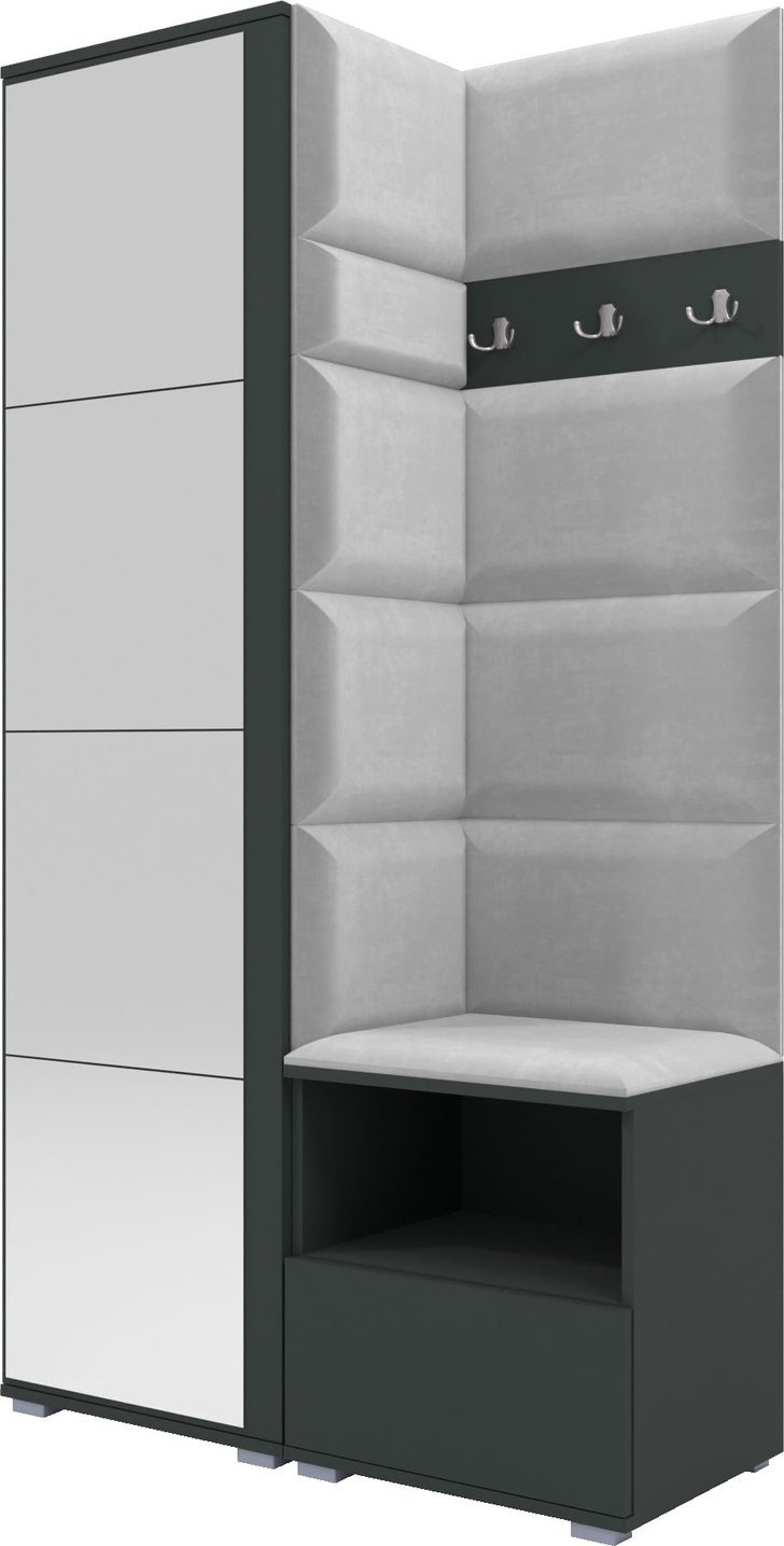 Ravio Tapicerowana garderoba Nela I z lustrem - kolor grafit + tkanina Trinity 32