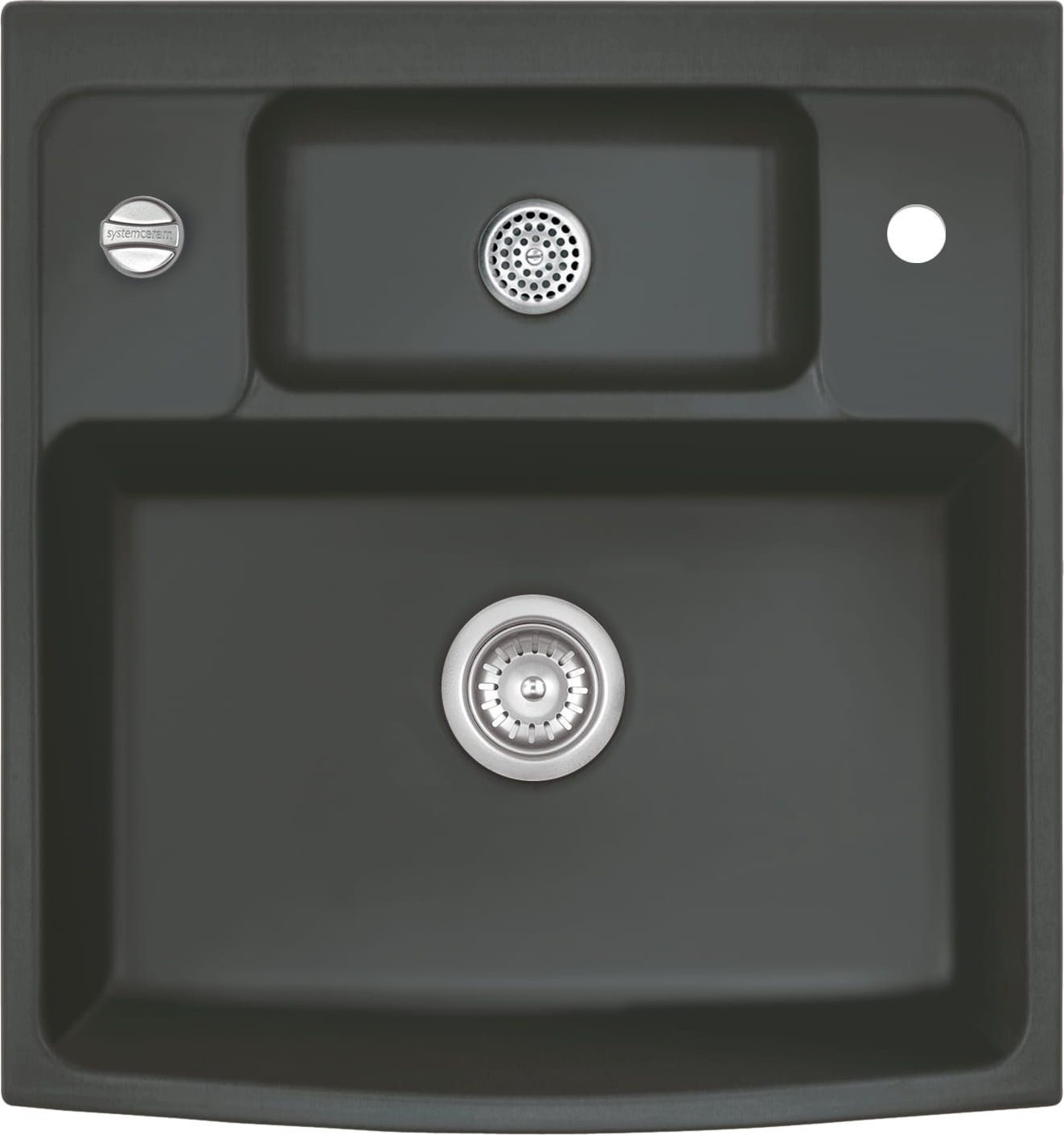 Zlewozmywak SYSTEMCERAM Systemceram Centra 60 Schiefer, zlewozmywak ceramiczny, korek automatyczny