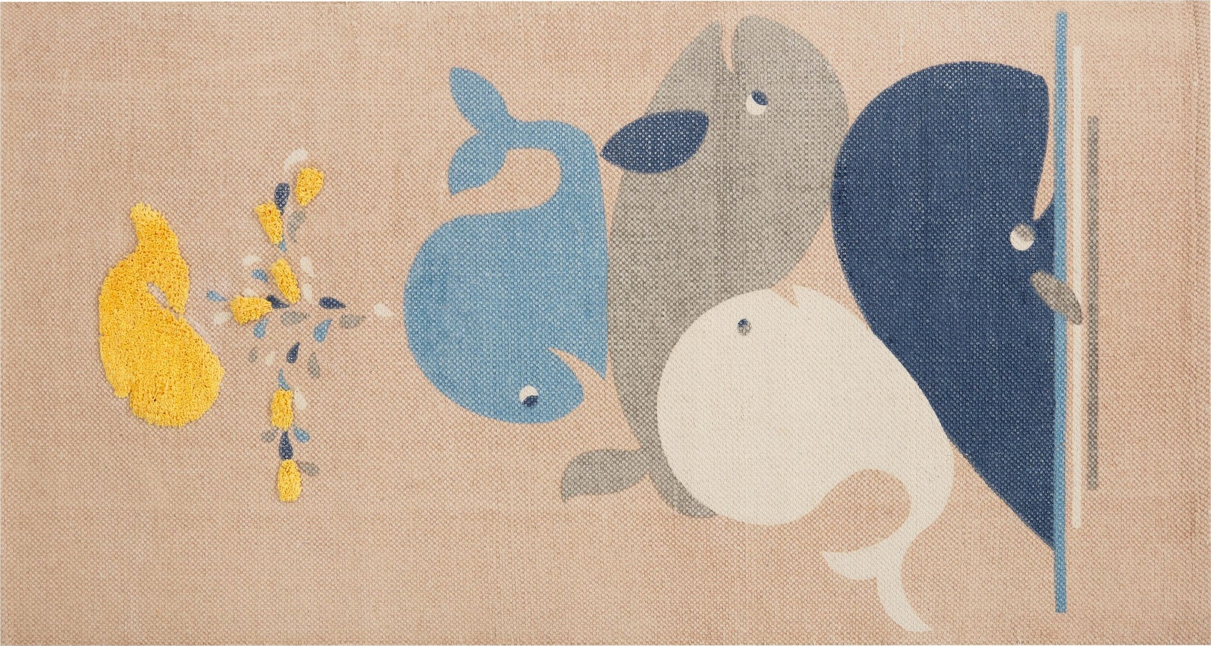 Beliani Dywan dziecięcy bawełniany motyw wielorybów 80 x 150 cm beżowy SEAI