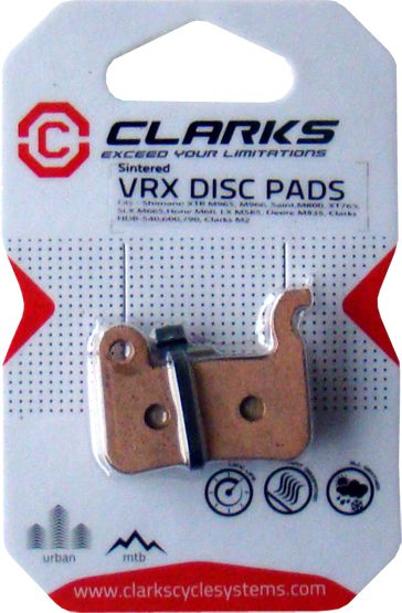 Clarks Okładziny hamulcowe SHIMANO (XTR M965, M966, Saint M800, XT 765, SLX M665, Hone M60, LX M585, Deore M535) metaliczne spiekane