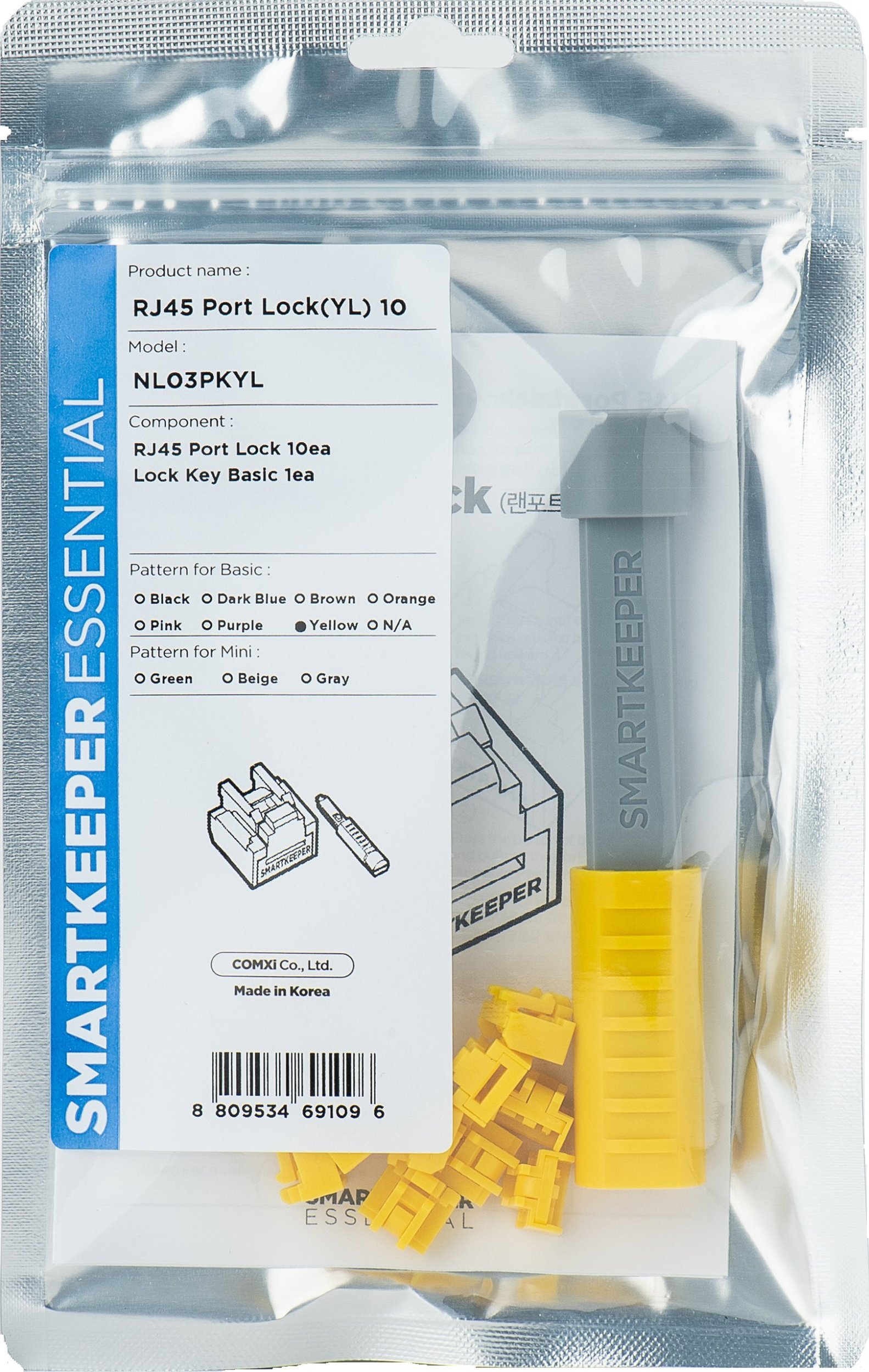 Smartkeeper SmartKeeper Basic "RJ45 Port" Blocker gelb 10 Stk.+Key