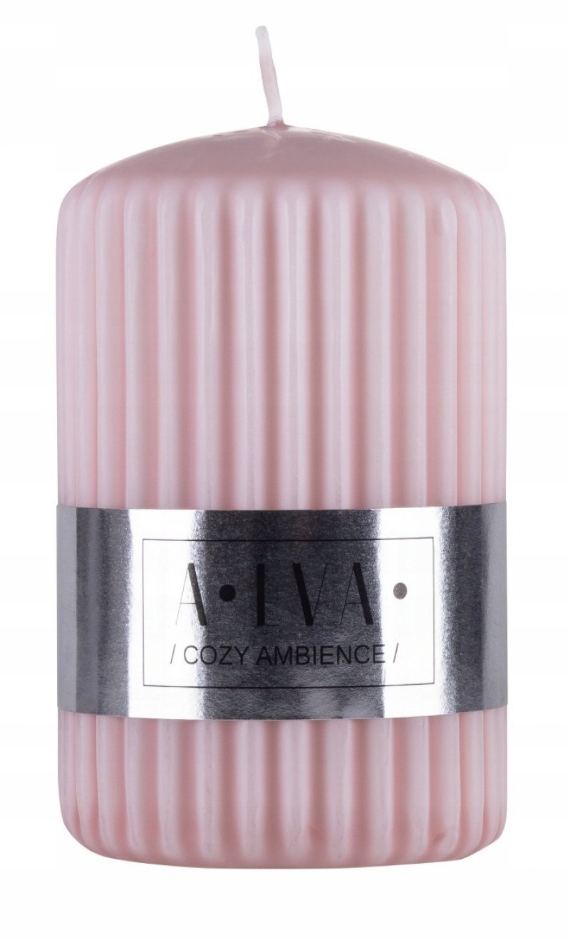 Donau Home Świeca słupek żłobkowana Alva, 60x90mm, brudny róż