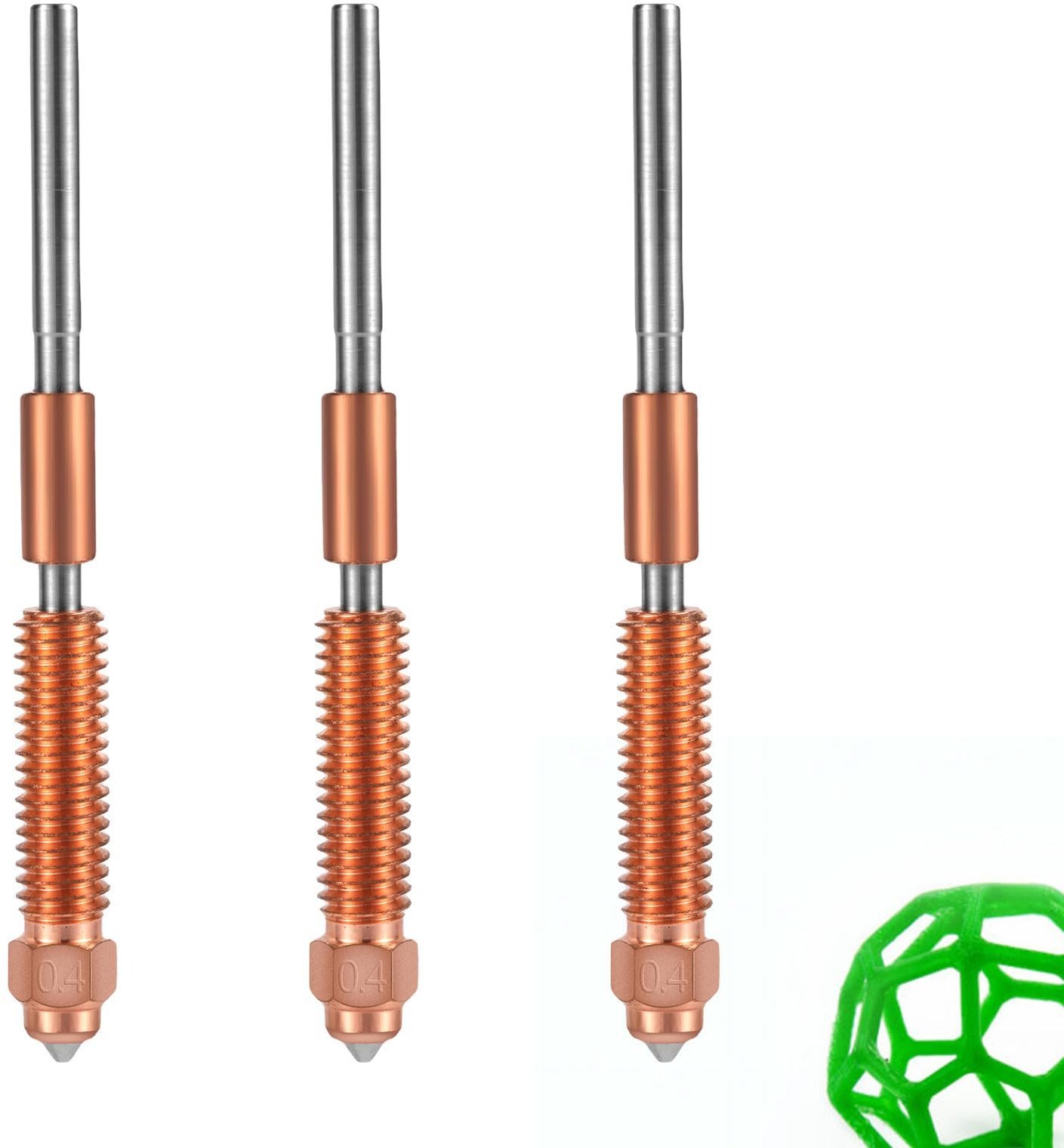 Micro Swiss žalvariu padengtas dilimui atsparus antgalis skirtas FlowTech Hotend 0.40mm