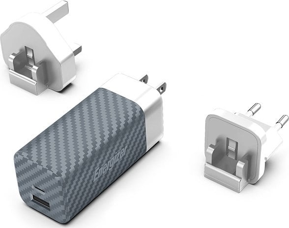 Ładowarka Energizer Energizer Ultimate - Ładowarka sieciowa Multiplug EU / UK / US GaN USB-C & USB-A 65W PD (Srebrny)