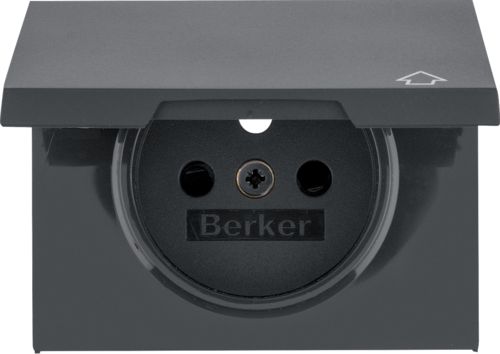 Hager Płytka czołowa gniazda z/u i pokrywą antracyt mat lakierowany (3965777106)