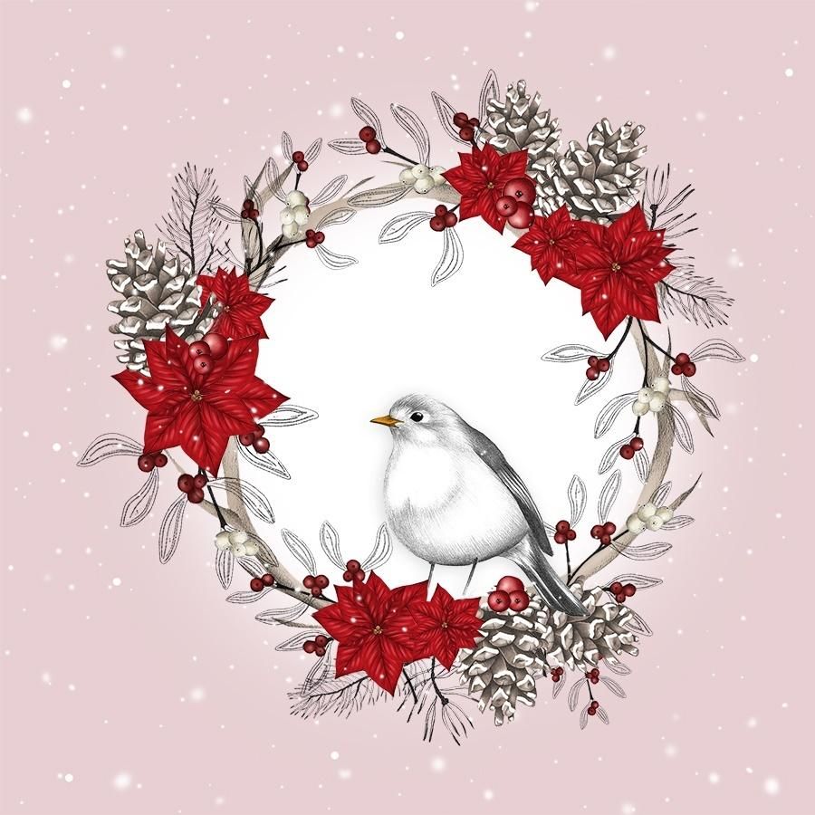 Clear Creation Karnet Swarovski - kwadrat. Święta, Wieniec