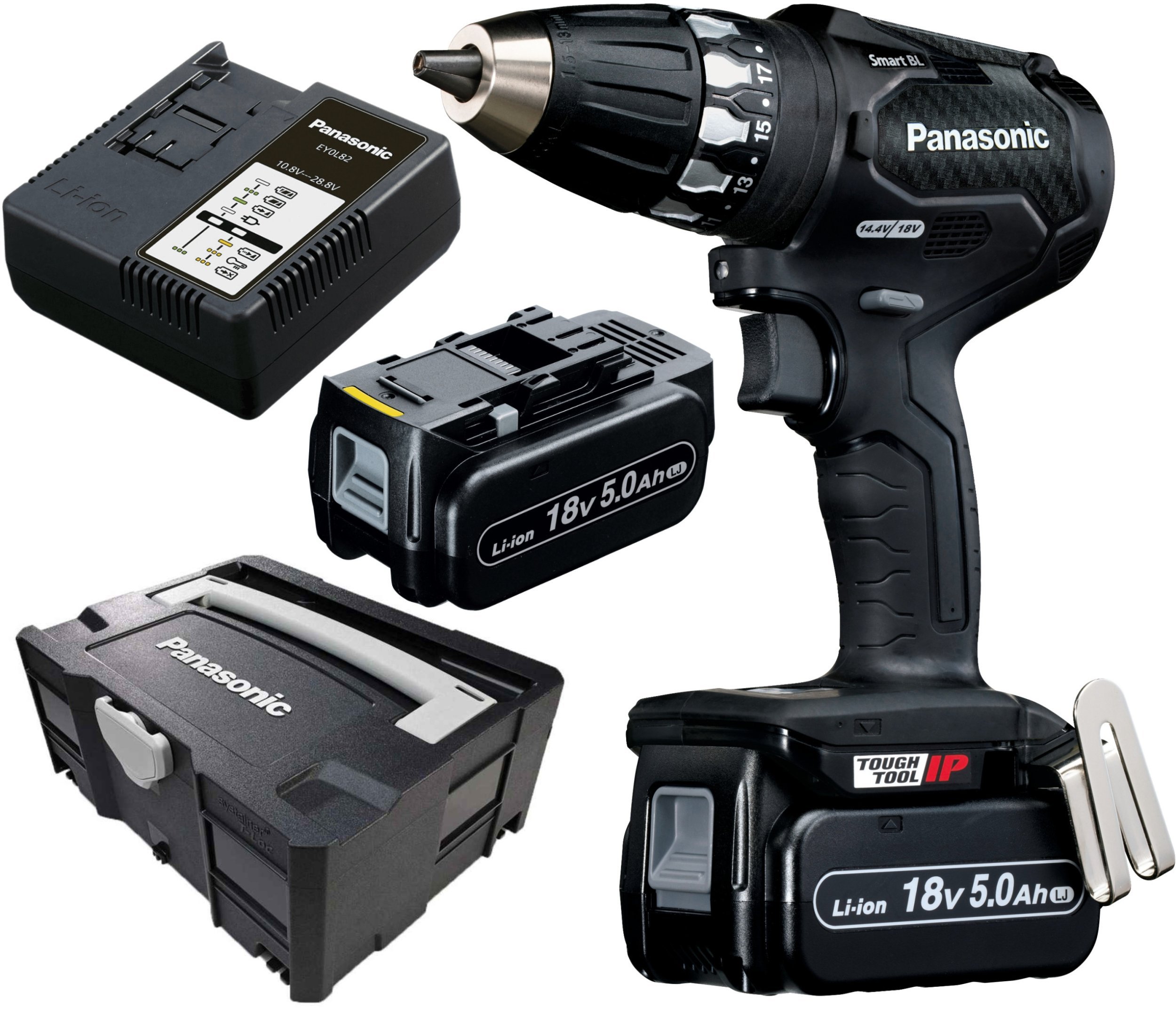 Wiertarko-wkrętarka 18V Panasinic EY74A3 + Systainer + 2x 5.0Ah + ładowarka