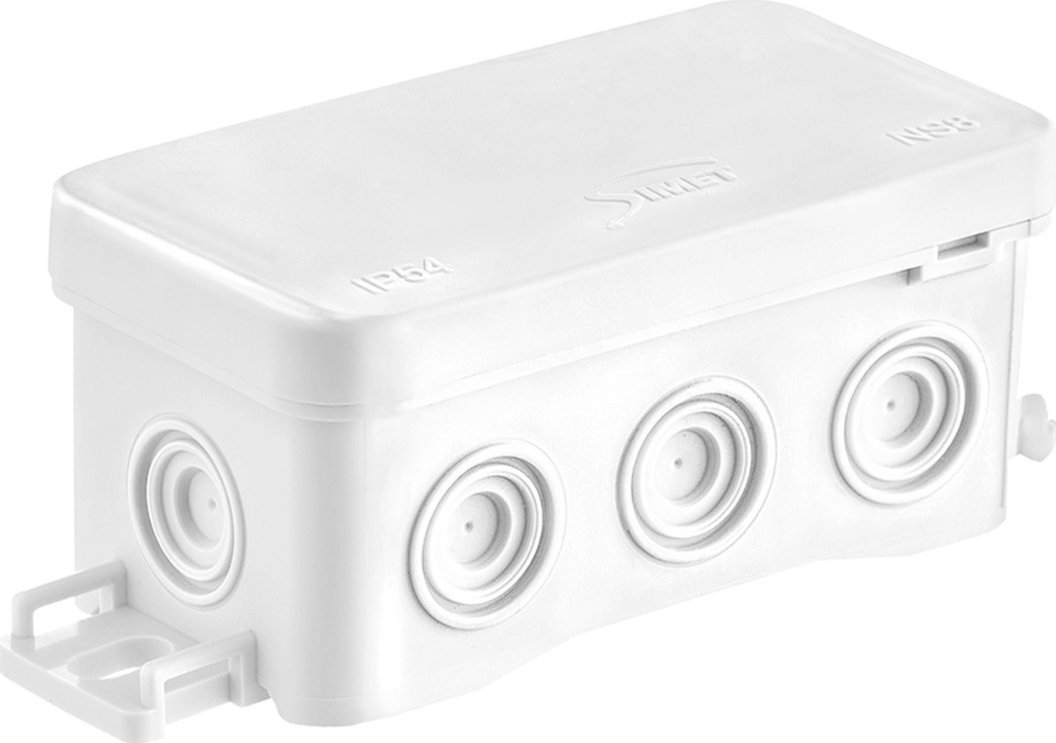 Simet Puszka naścienna 45x40x45mm z dławnicą zintegrowaną samozatrzaskowa seria FASTBOX&ampHOOK biała IP54 NS8 35357106