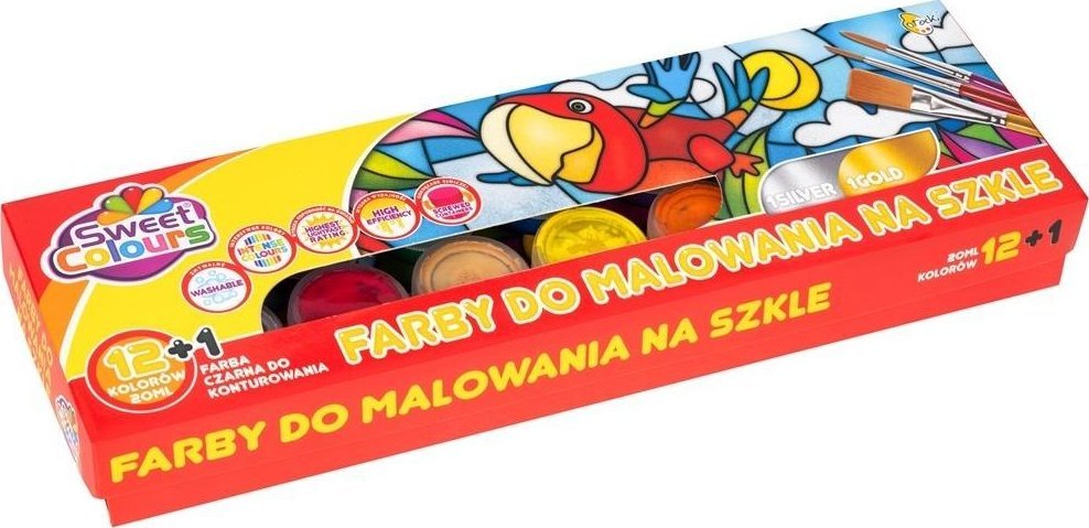 Beniamin Farby do malowania na szkle 12 kol + 1 konturówka