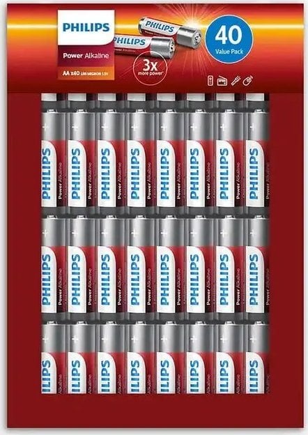 1x40 Philips Power Alkaline AA Batterie Vorteilspack