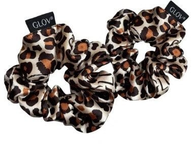 Glov Satin Scrunchies satynowe gumki do włosów S/M Cheetah 2szt