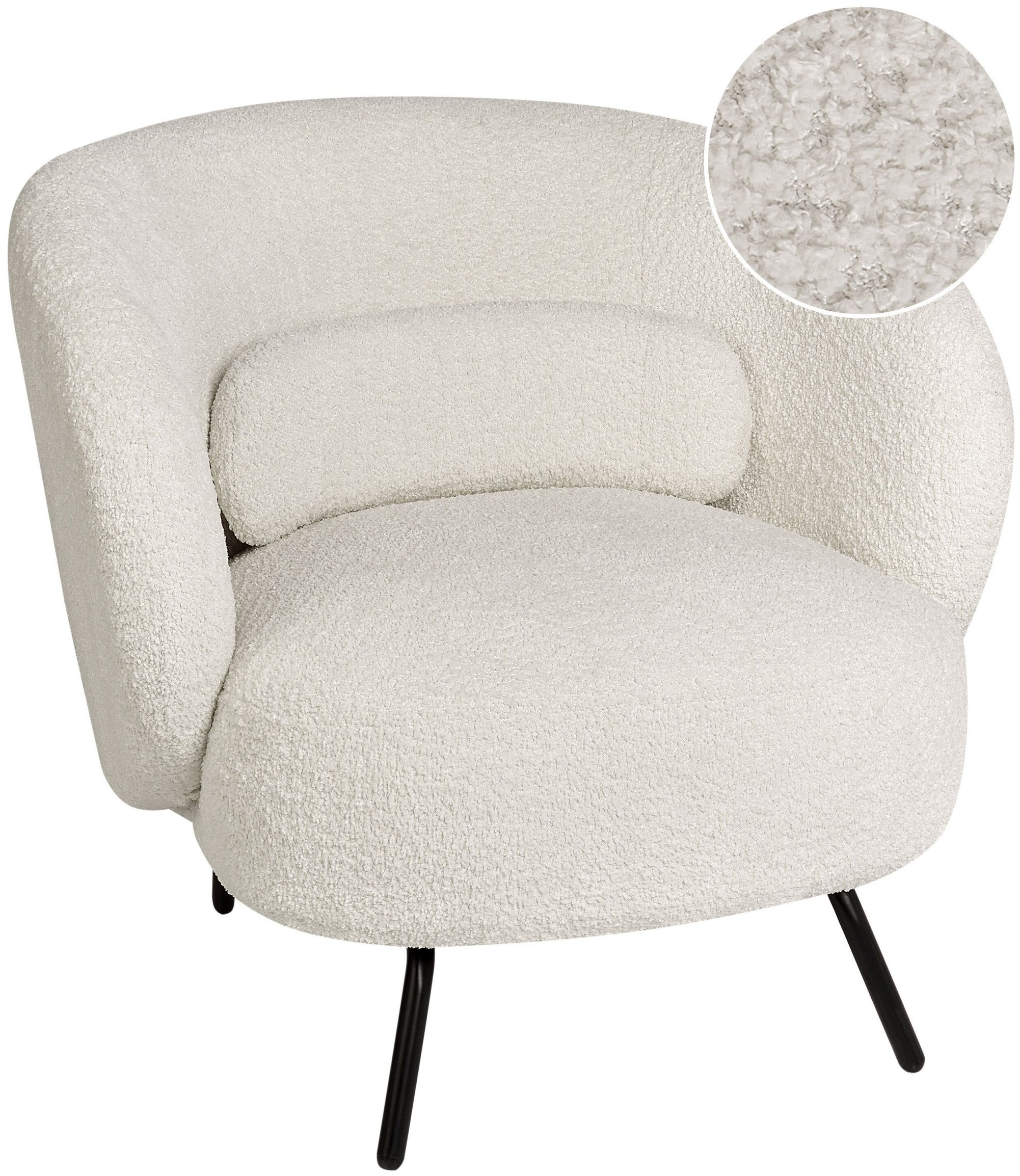 Beliani Fotel MAKELA Boucle Złamana biel