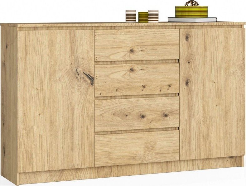 Fabryka Mebli Akord Komoda K 160 cm 2 drzwi 4 szuflady - dąb artisan