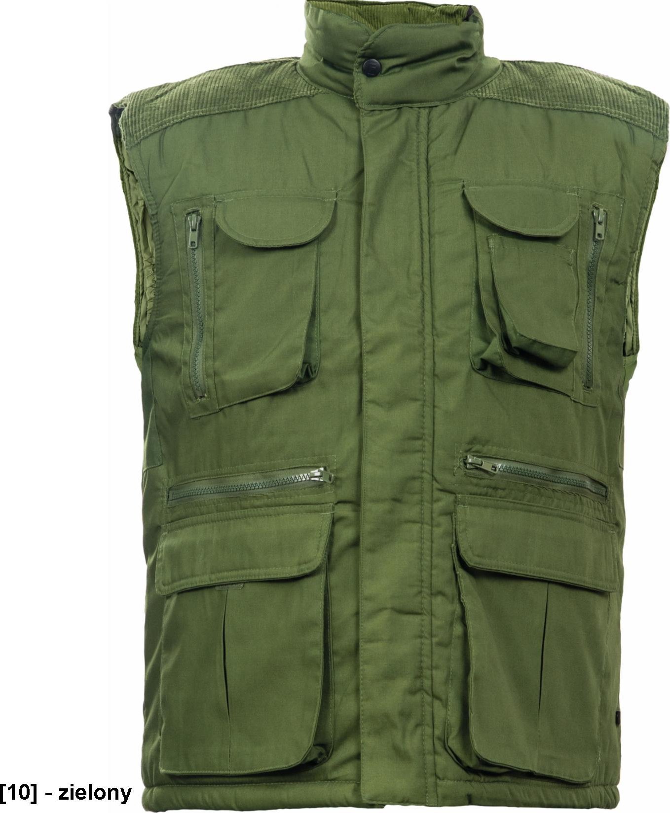 CERVA DAVIDA - wodoodporna, ocieplana kamizelka z wysokim kołnierzem - zielony 3XL