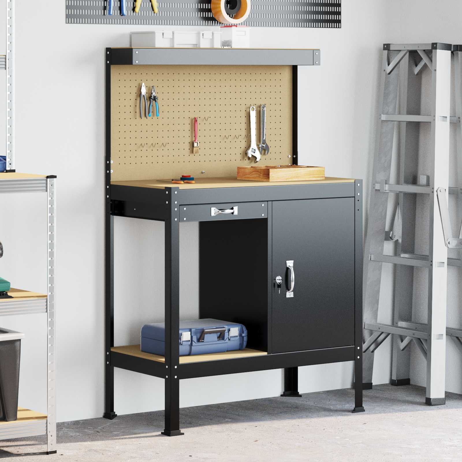 Biurko vidaXL Ławy robocze czarny 81 x 41 x 145 cm materiał drewniany