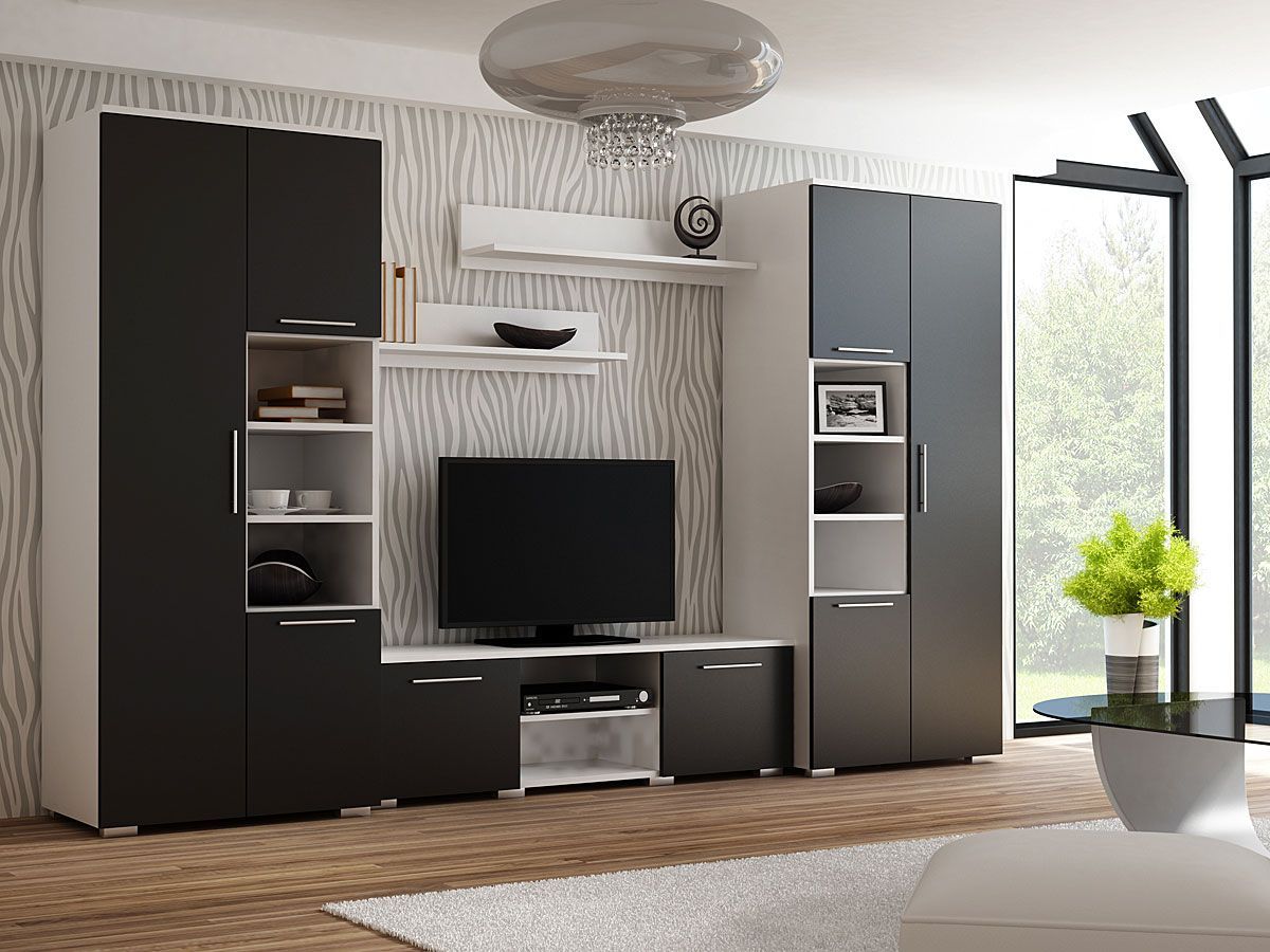 Elior Meblościanka Pixelo 5X - biała + czarna