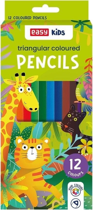 Kredki trójkątne 12 kolorów EASY