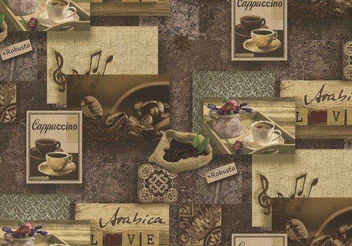 MallDeco Zmywalna, kompaktowa tapeta winylowa do wystroju kuchni arabskiej Mustard Brown 1.06x10.05 m