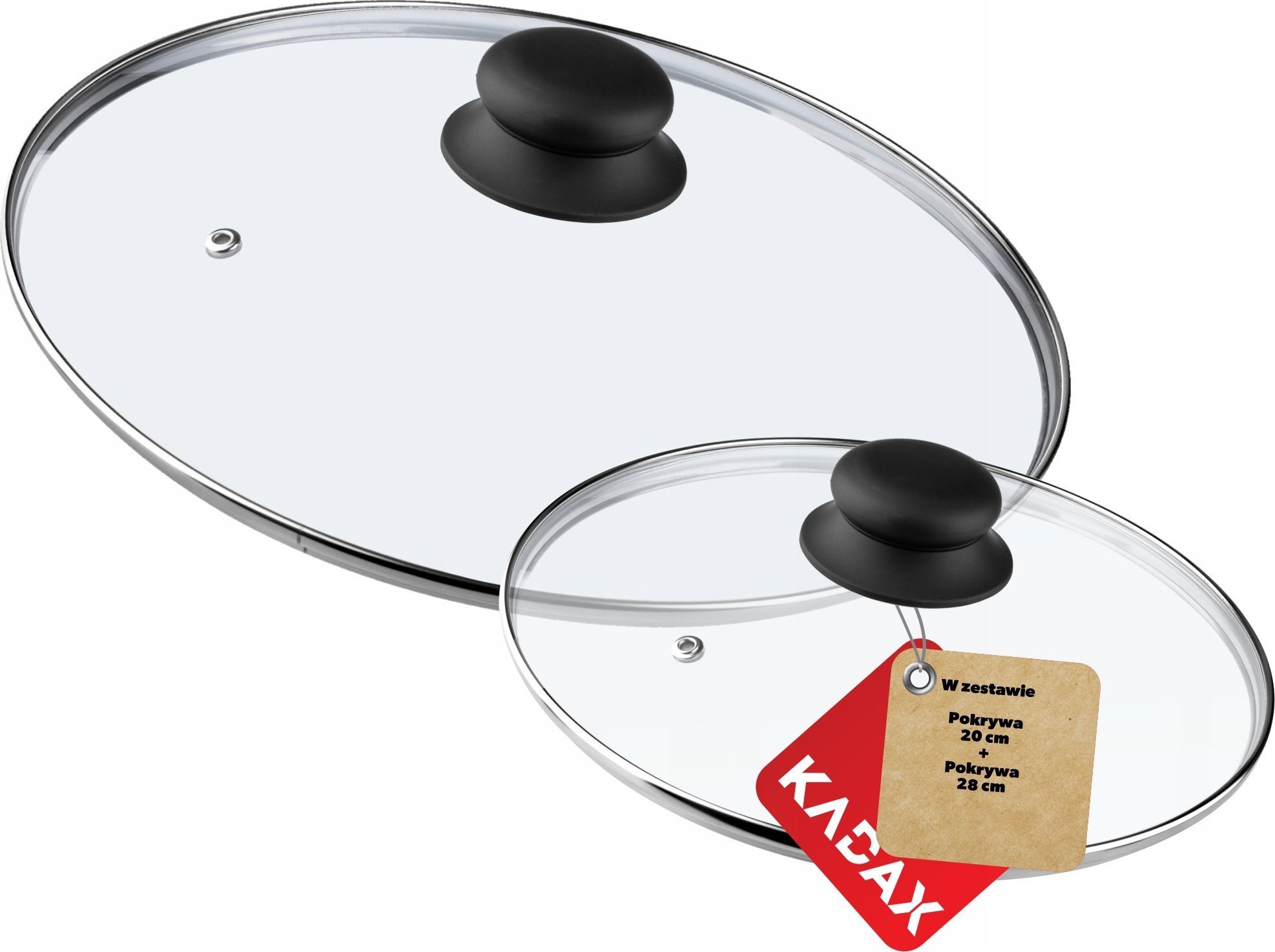 Kadax Pokrywka Szklana Patelnia Garnek Pokrywa 20 + 28cm