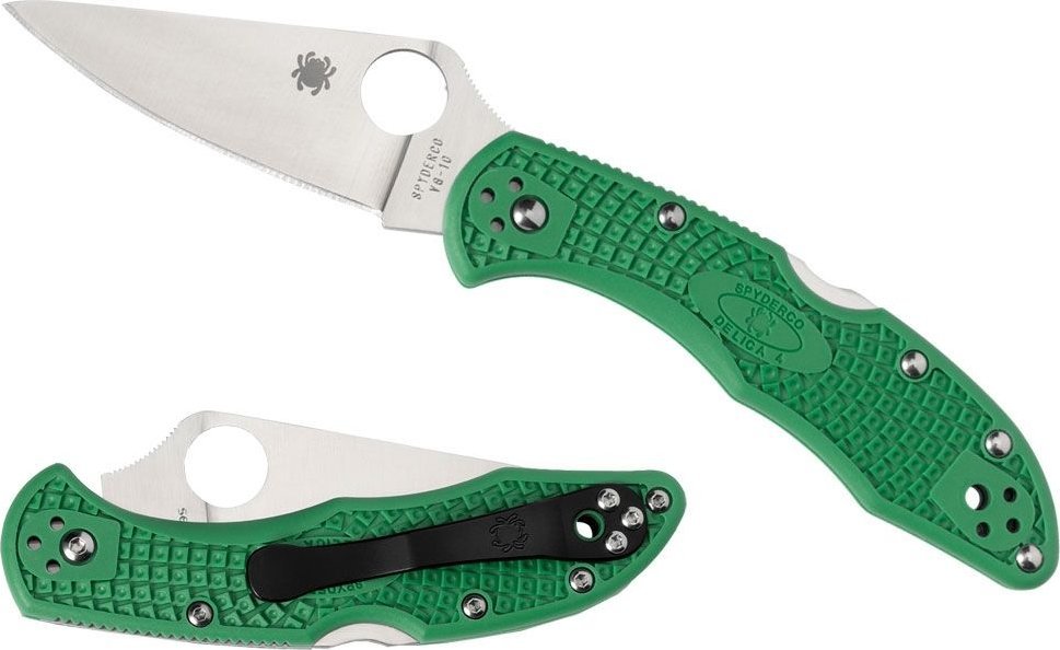Spyderco Spyderco DELICA 4 FLAT FRN GREEN PLAIN C11FPGR