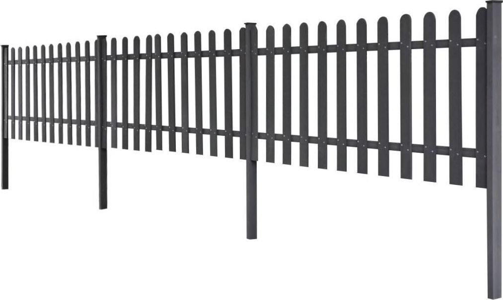 vidaXL Płot sztachetowy ze słupkami, 3 szt., WPC, 600x60 cm