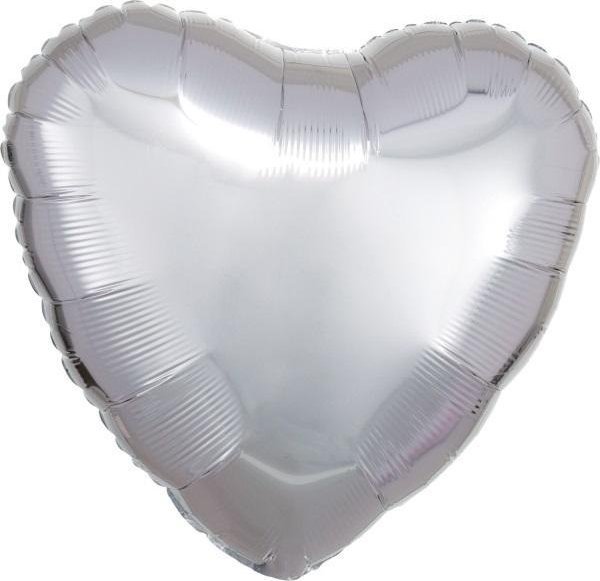 Balon foliowy metalik srebrny serce 43cm