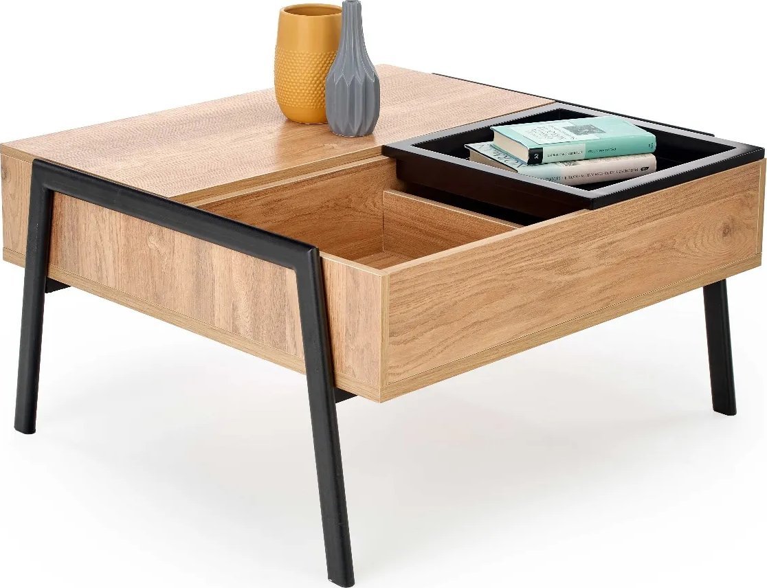 Halmar Stolik kawowy PODIUM 85x80 naturalny/czarny HALMAR