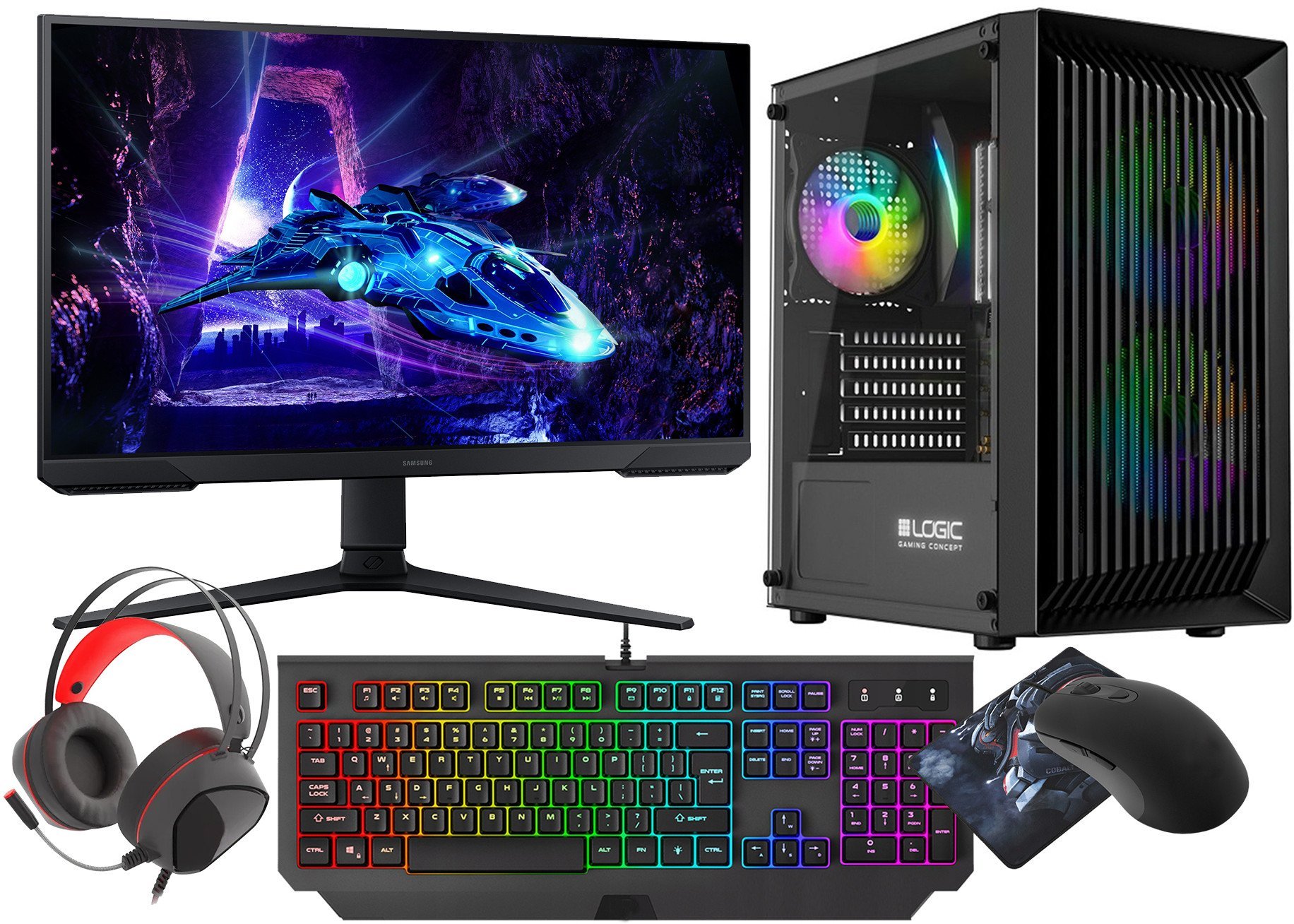 Gaming Set Ryzen 7 5700G 32GB RX VEGA SSD 1TB WiFi Win 11 LCD 24" 180Hz