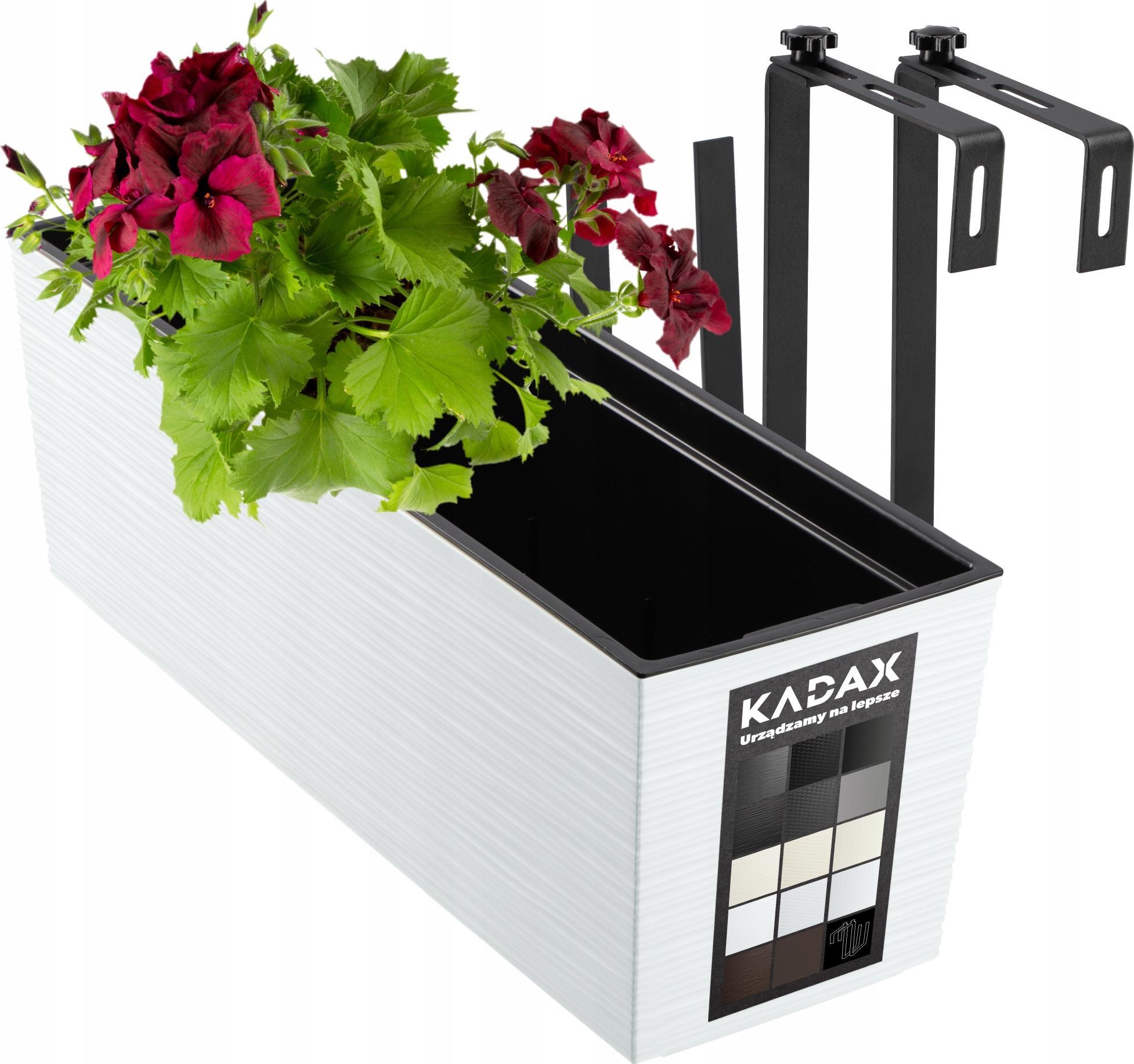 Kadax DONICZKA SKRZYNKA BALKONOWA UCHWYTY 19x56cm BIAŁA