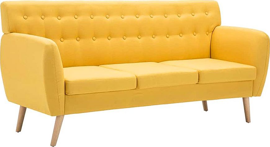 Elior 3-osobowa żółta sofa pikowana - Lilia