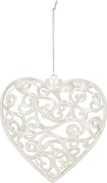 Springos Zawieszka choinkowa serce ażurowe dekoracja na choinkę 9 cm kremowa UNIWERSALNY