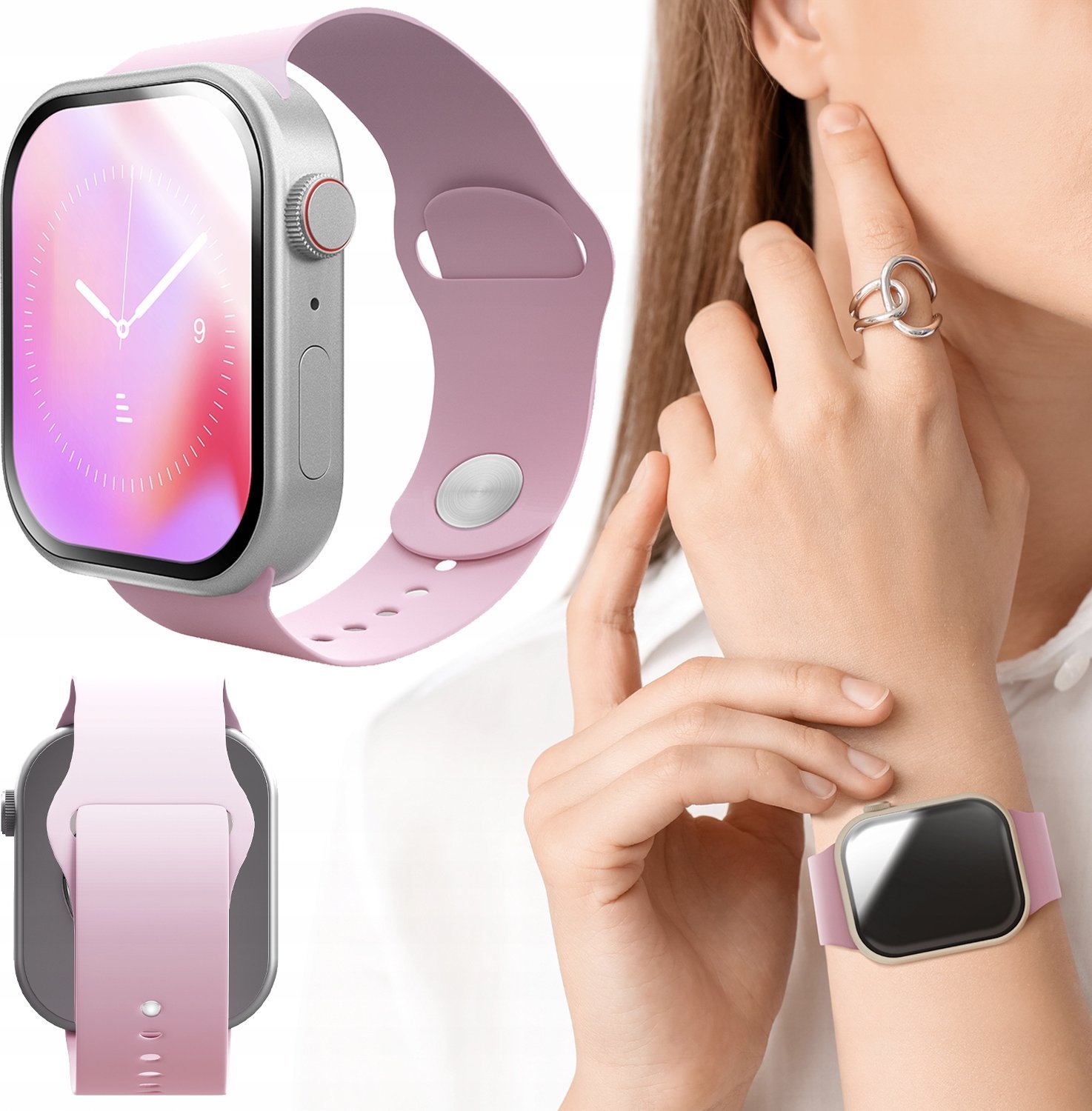 Hello Case Pasek do Apple Watch 8 / SE / 4 / 5 / 6 / 7 38 / 40 / 41 mm Pudrowy Róż S/M