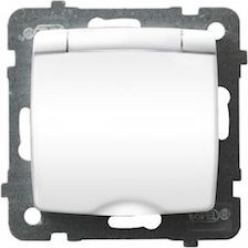 Ospel Gniazdo Karo bryzgoszczelne z uziemieniem i wieczkiem białe (GPH-1SZ/m/00/w)