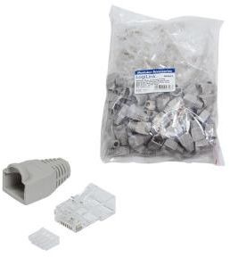 LogiLink Wtyk RJ45 CAT.6 UTP z osłonką, szary 100sztuk (MP0023)