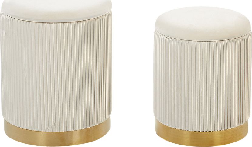 Beliani Zestaw 2 pufów ze schowkiem biały MIRAMAR