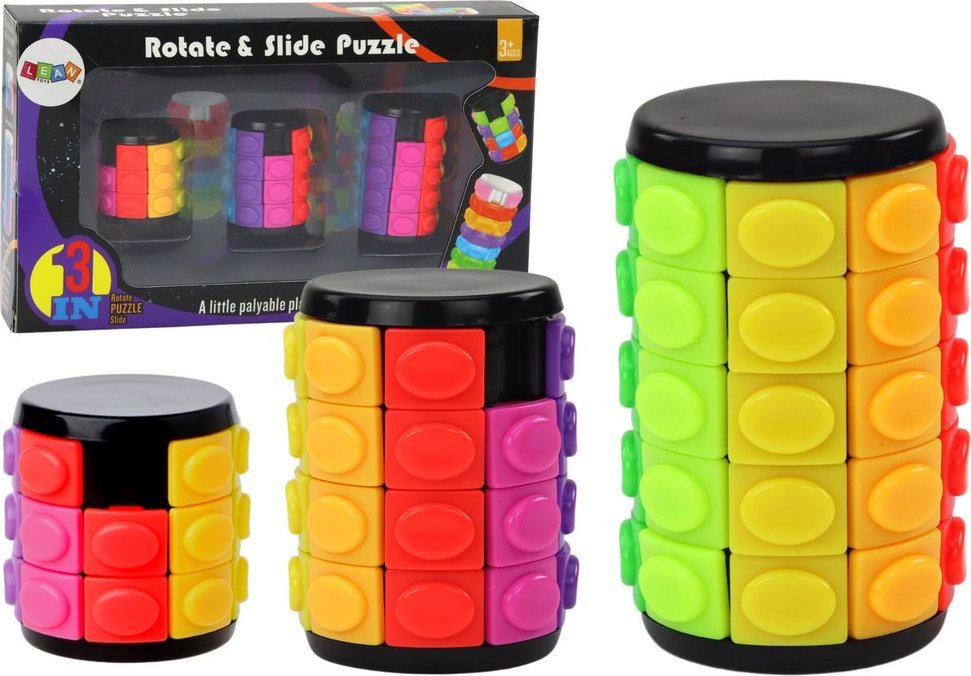 LeanToys Zestaw Układanek Logicznych Walec 3 Stopnie Trudności