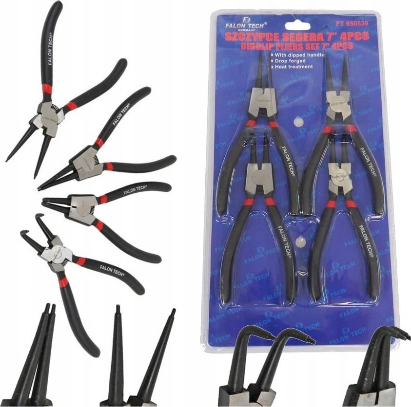 Falon-Tech SZCZYPCE SEGERA 7" 4szt. SEGEERA 180mm WEWNĘTRZNE ZEWNĘTRZNE ZESTAW