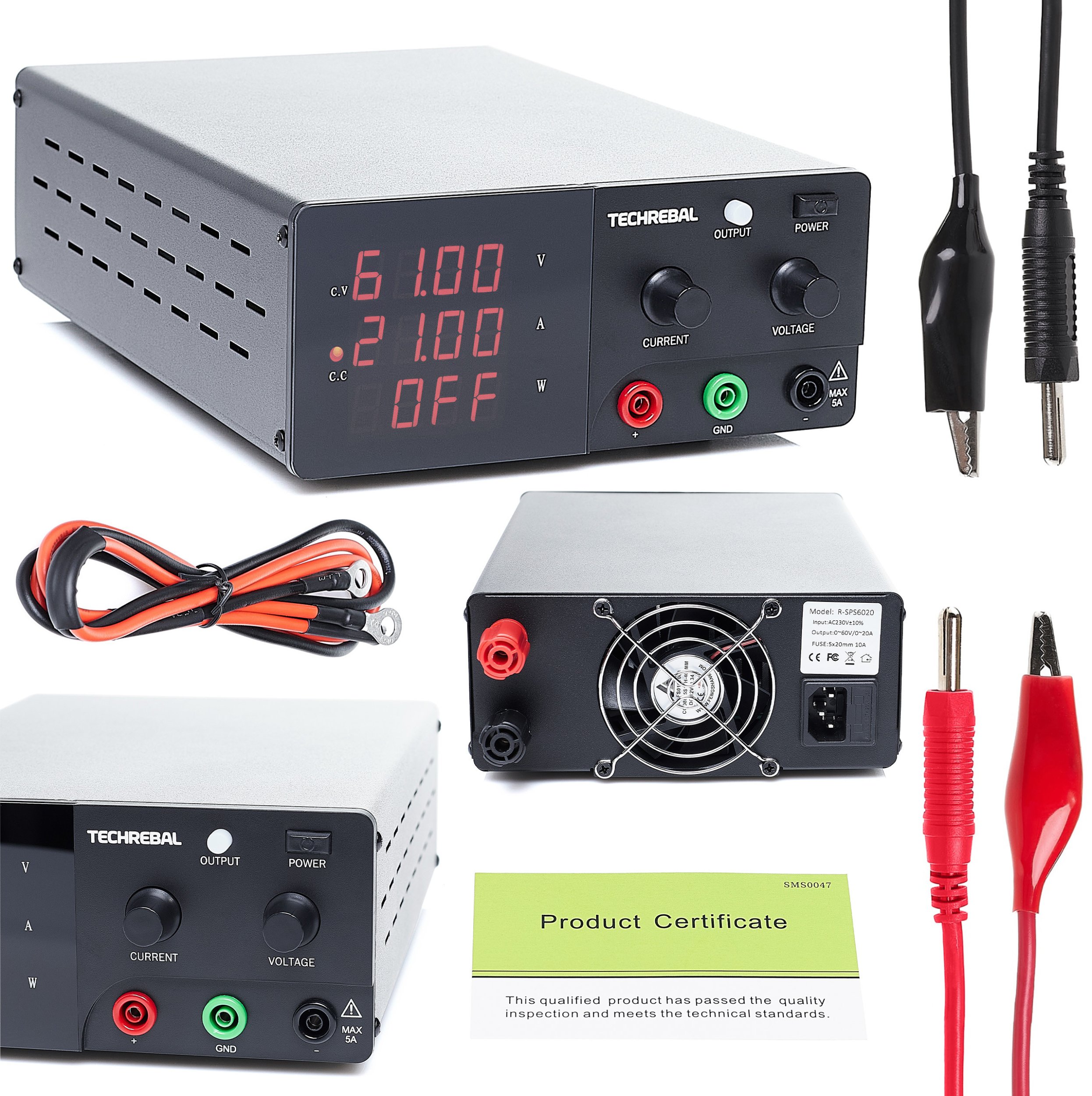 Zasilacz Laboratoryjny Regulowany Serwisowy Techrebal R-SPS6020 60V 20A HQ