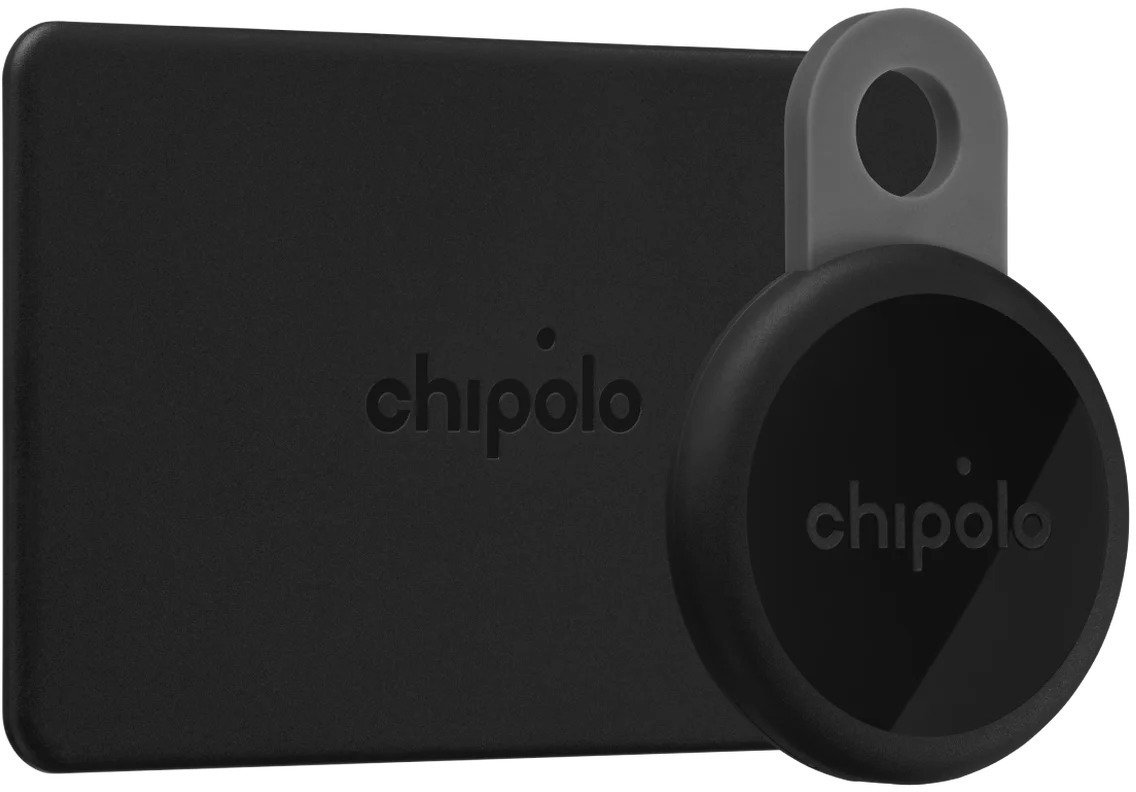 Breloczek Chipolo CARD & LOOP Rechargeable Bluetooth Tracker for iOS & Android, Charcoal Bundle